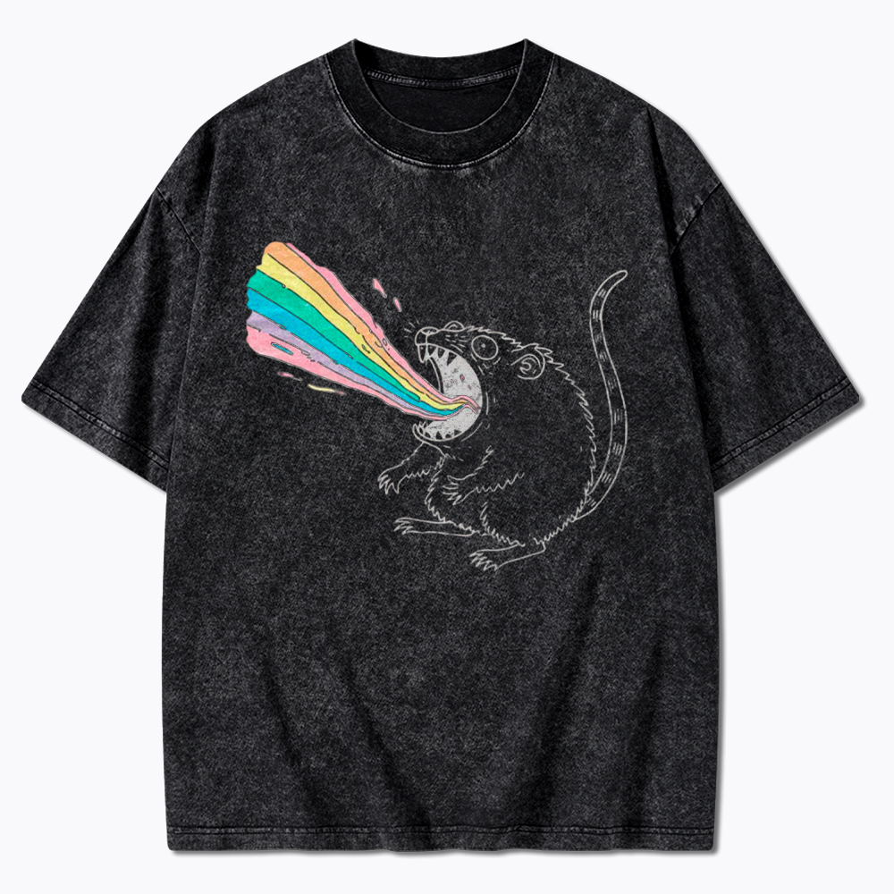 Rainbow Possum Puke Washed T-Shirt