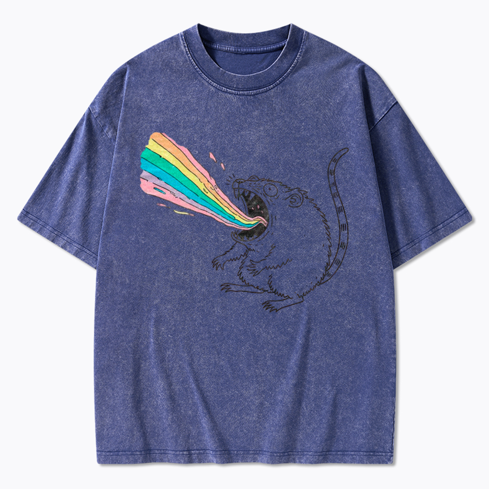 Rainbow Possum Puke Washed T-Shirt