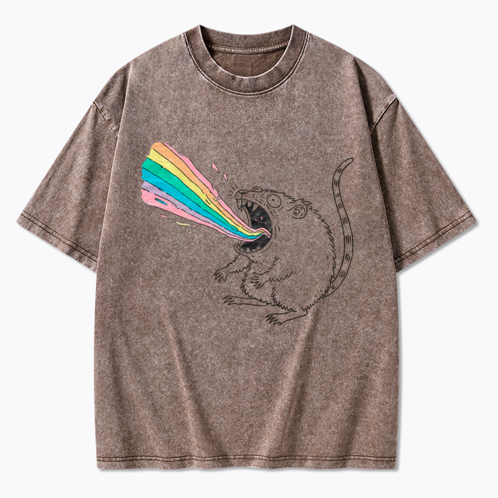 Rainbow Possum Puke Washed T-Shirt