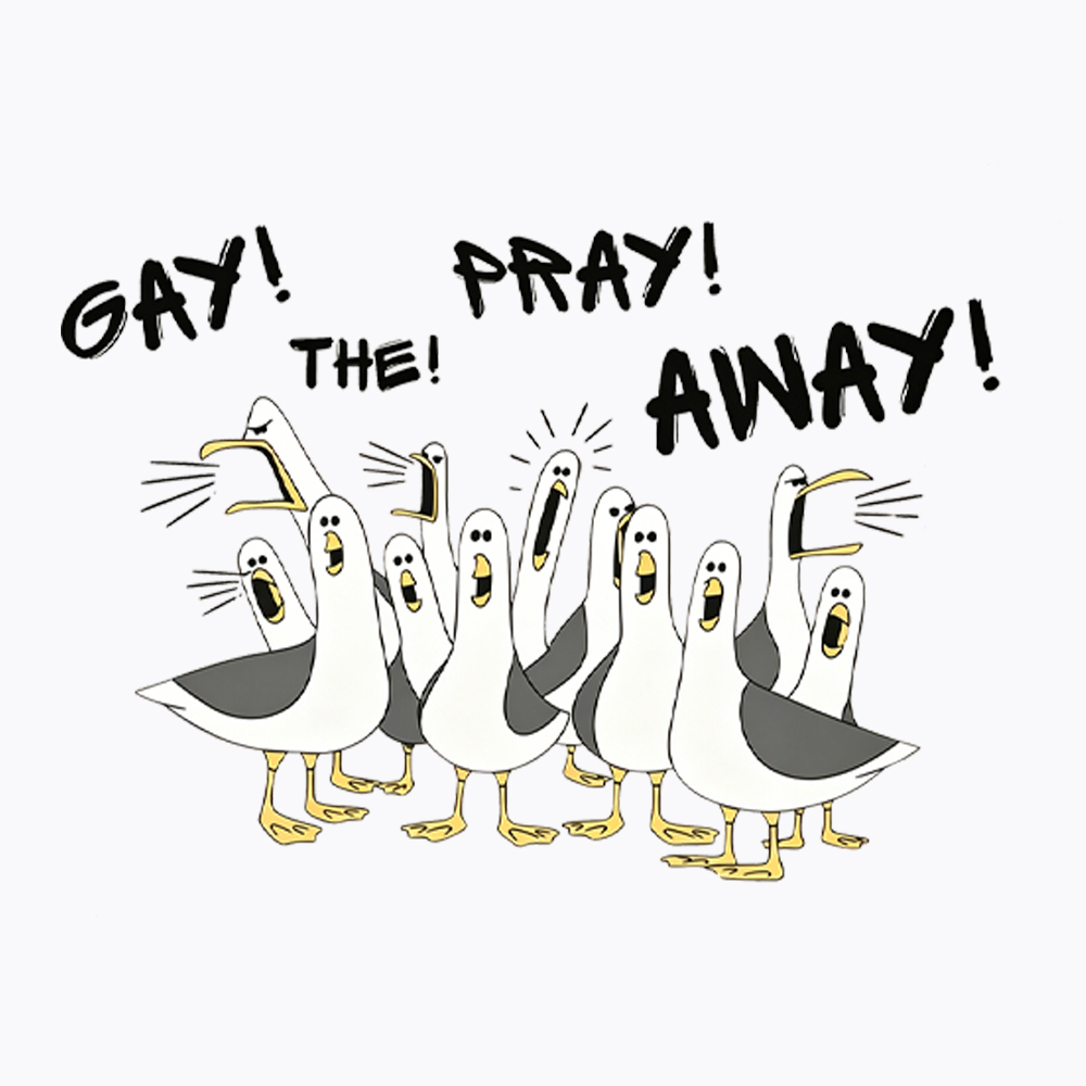 Gay The Pray Away Seagull Washed T-Shirt