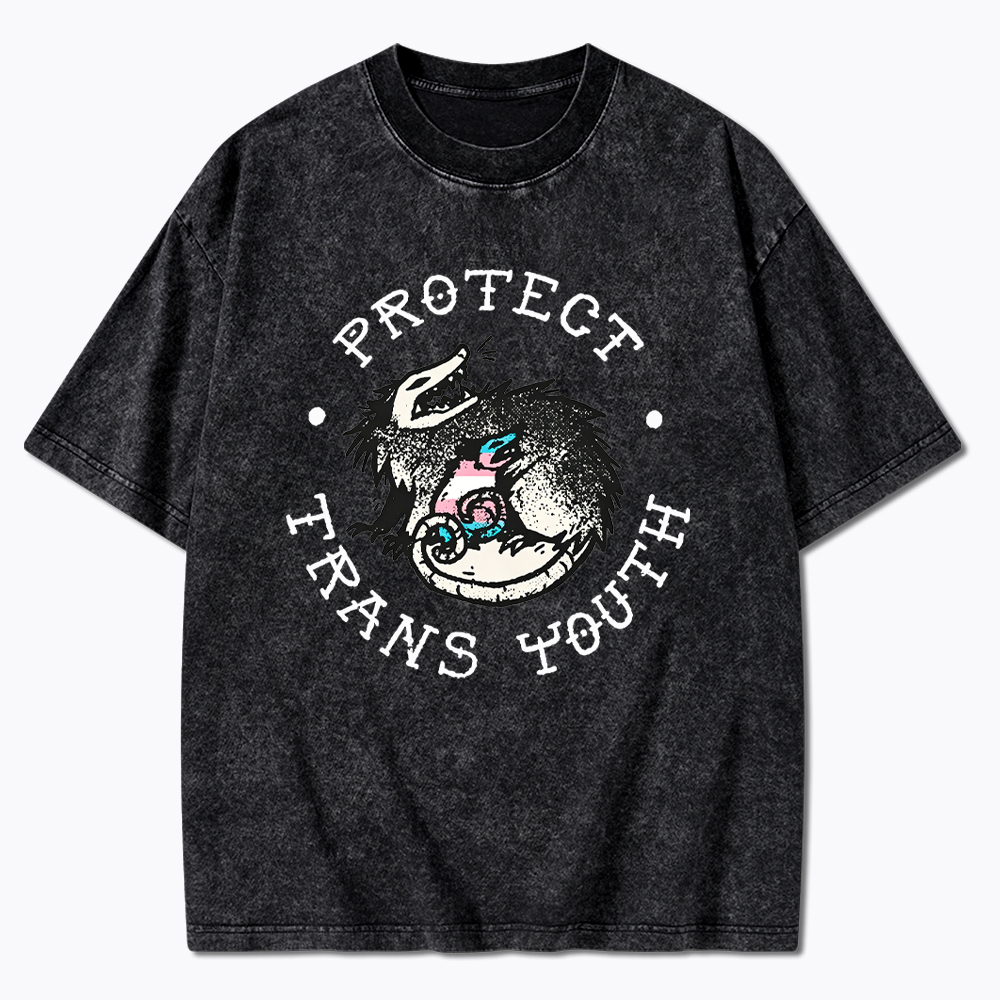 Protect Trans Youth Opossum Support Transgender Washed T-Shirt