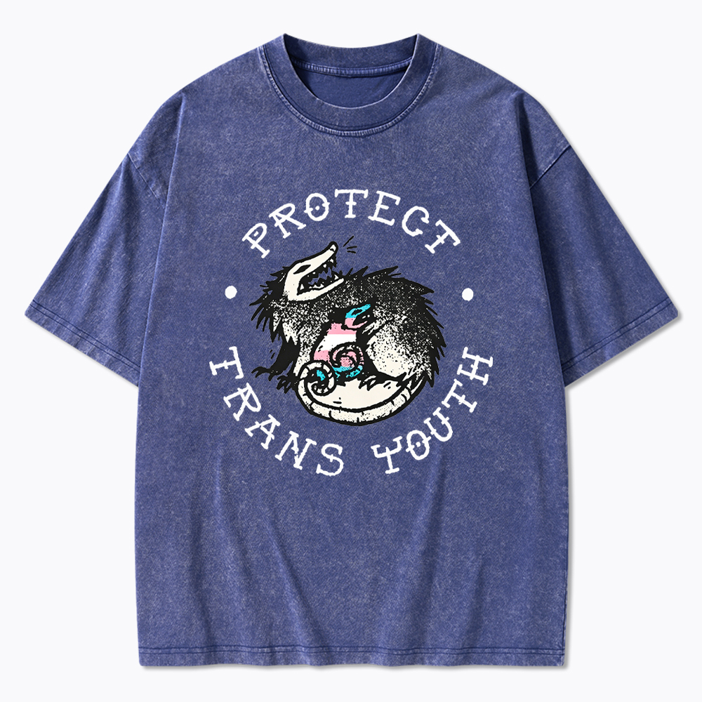 Protect Trans Youth Opossum Support Transgender Washed T-Shirt