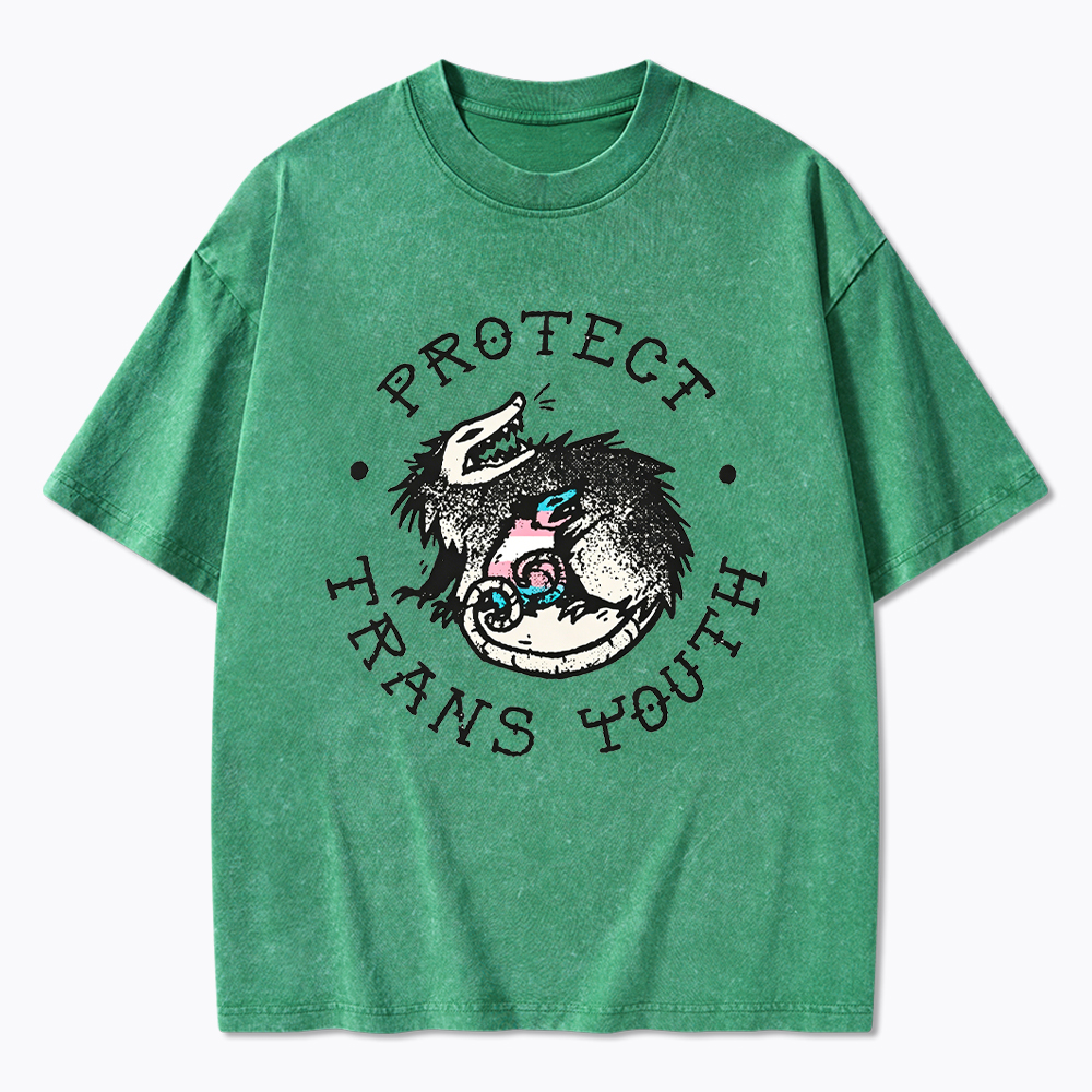 Protect Trans Youth Opossum Support Transgender Washed T-Shirt