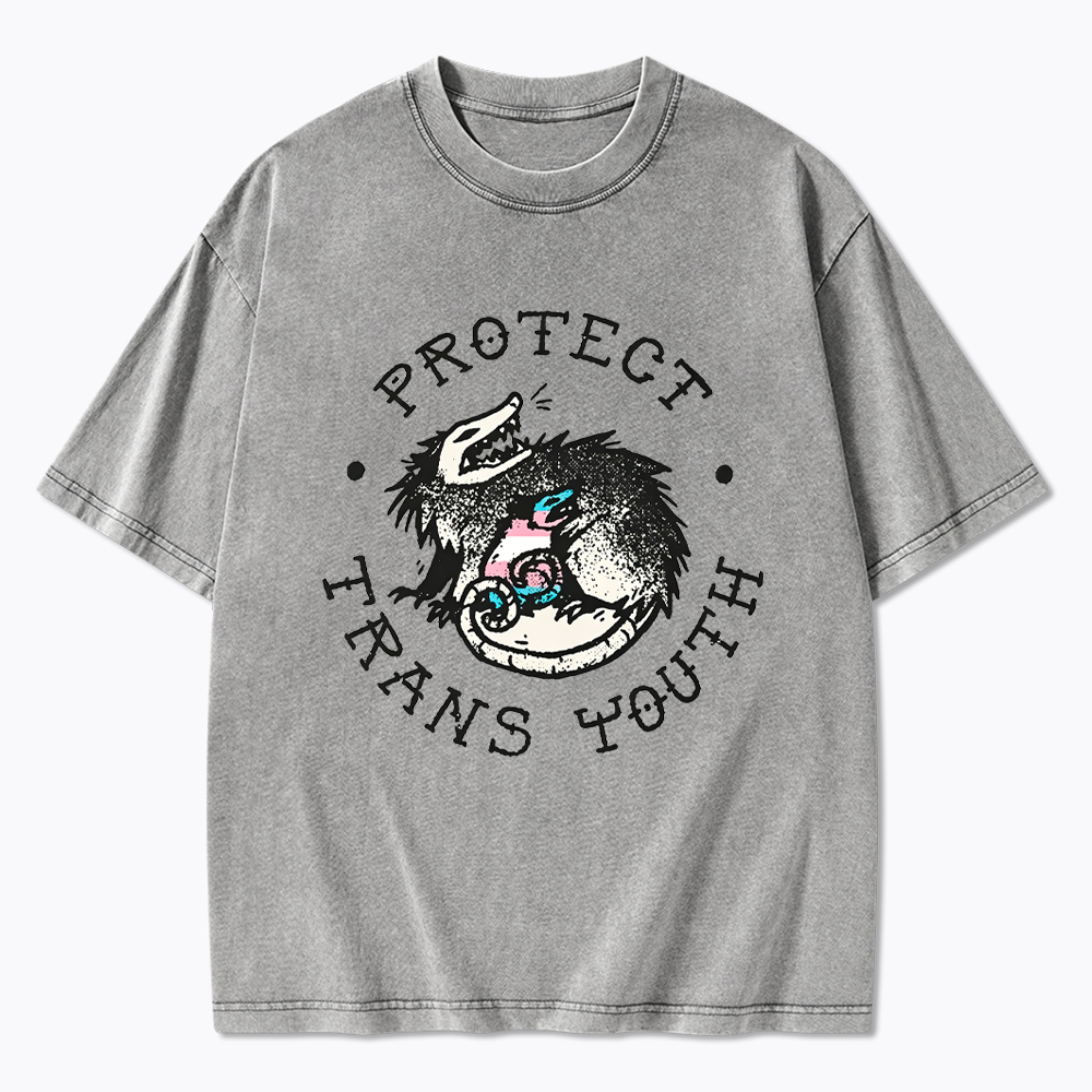 Protect Trans Youth Opossum Support Transgender Washed T-Shirt
