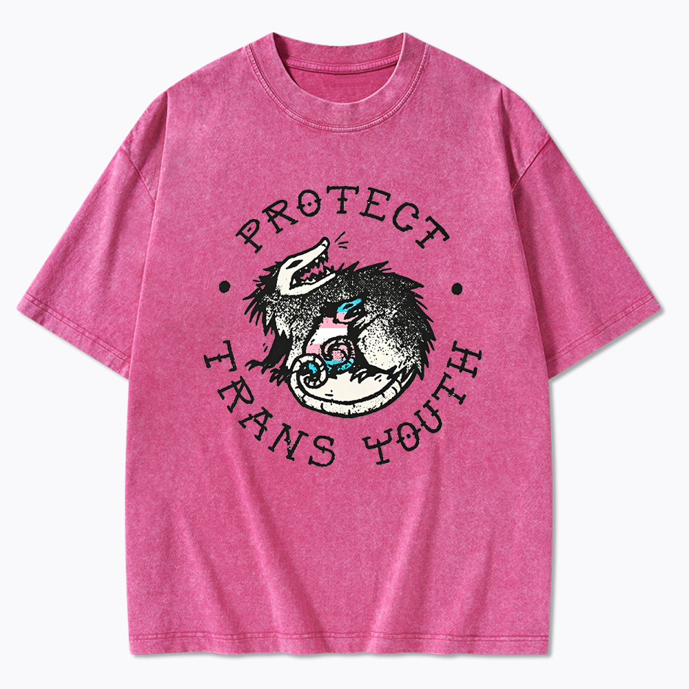 Protect Trans Youth Opossum Support Transgender Washed T-Shirt
