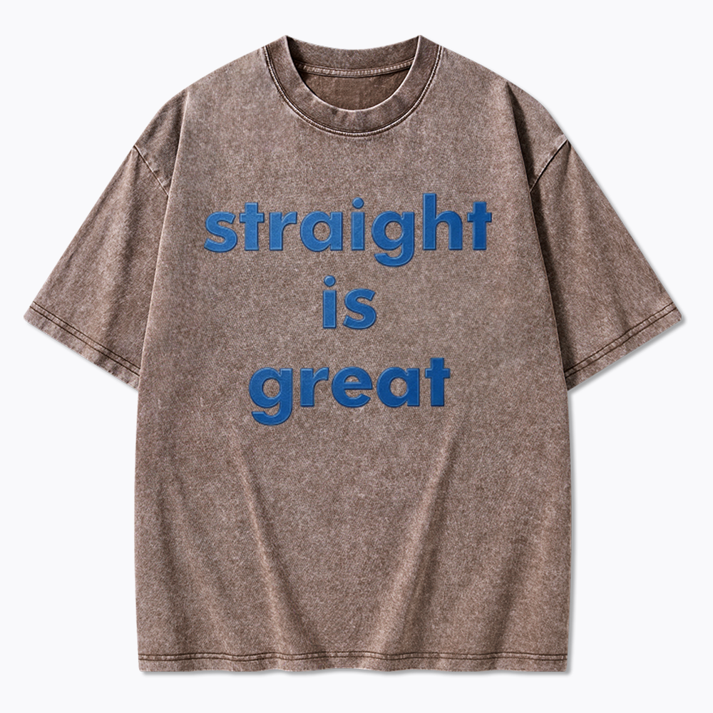 straight is great Washed T-Shirt