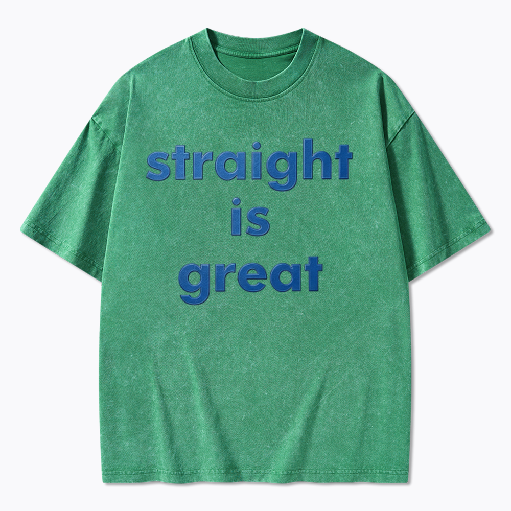straight is great Washed T-Shirt