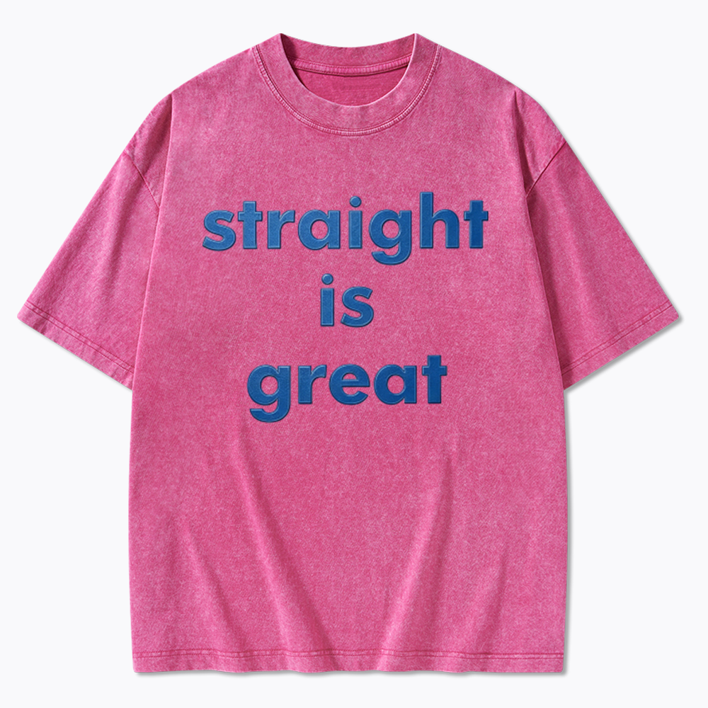 straight is great Washed T-Shirt