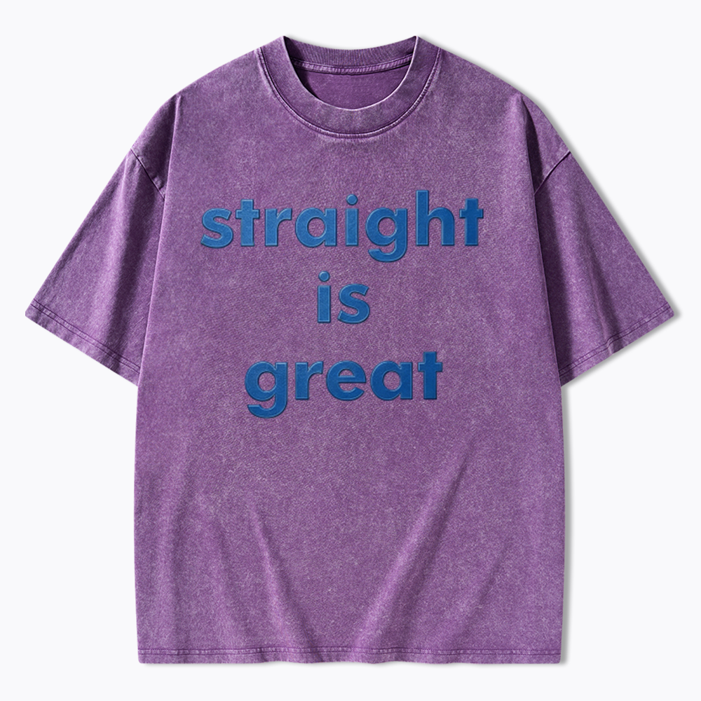 straight is great Washed T-Shirt