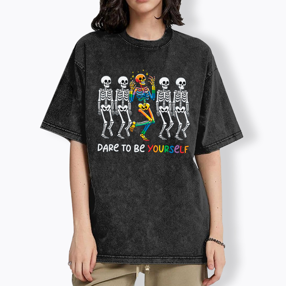 Funny Pride Skeleton Washed T-Shirt