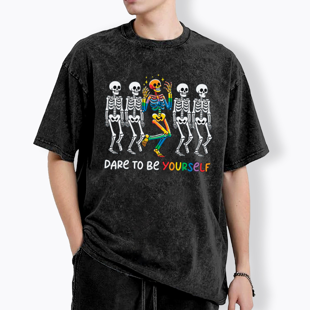 Funny Pride Skeleton Washed T-Shirt