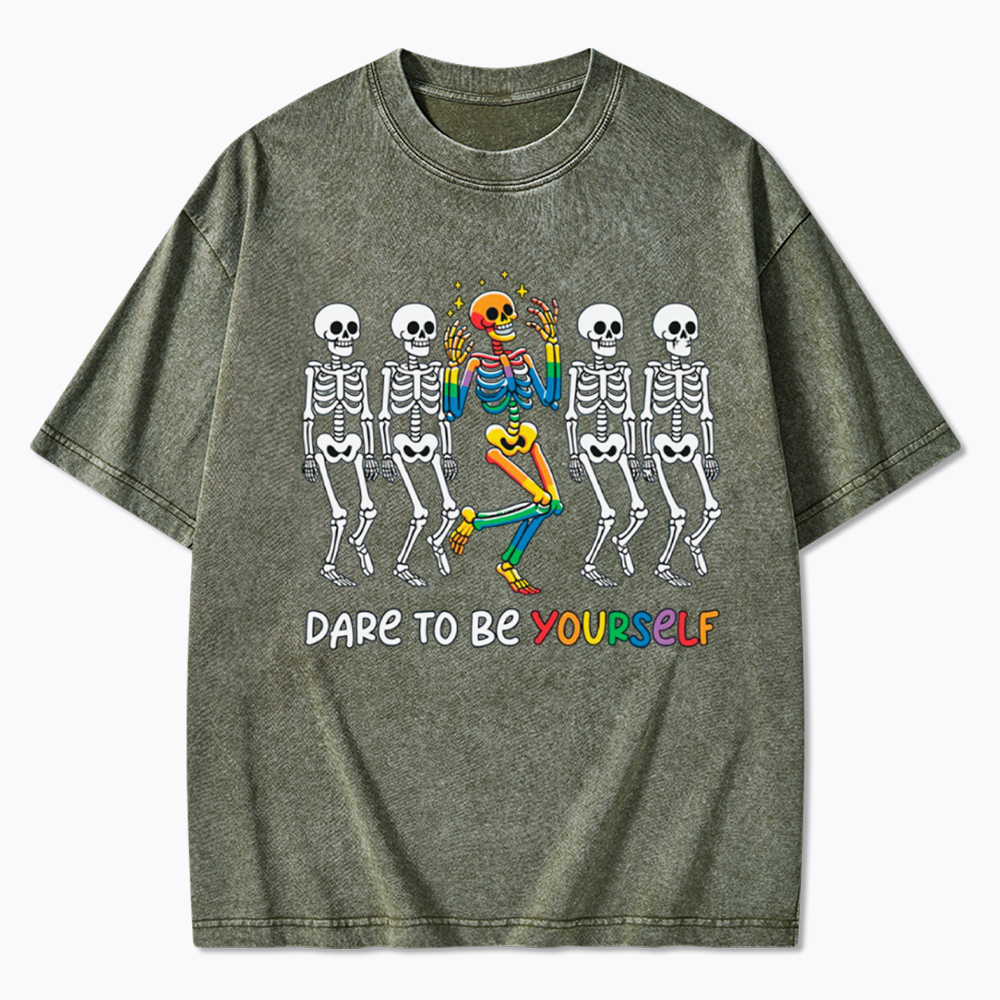 Funny Pride Skeleton Washed T-Shirt