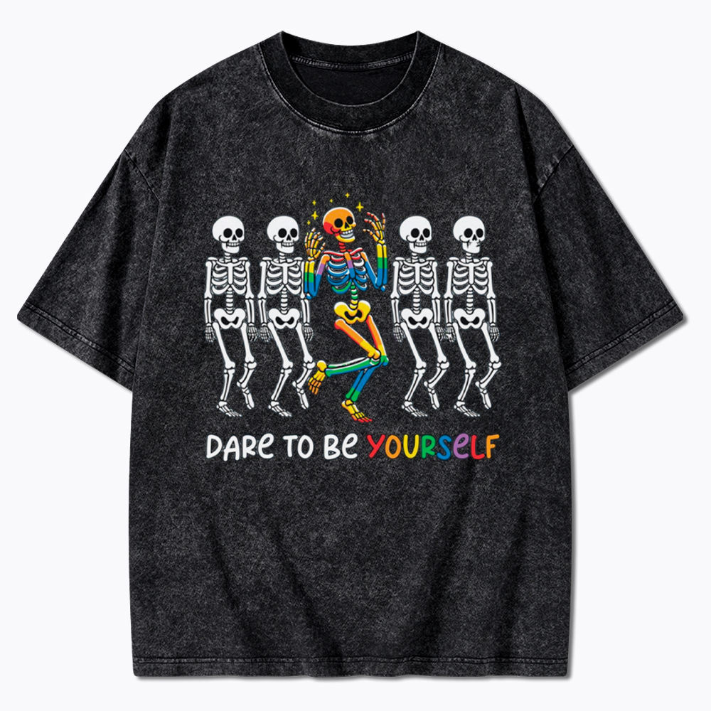 Funny Pride Skeleton Washed T-Shirt
