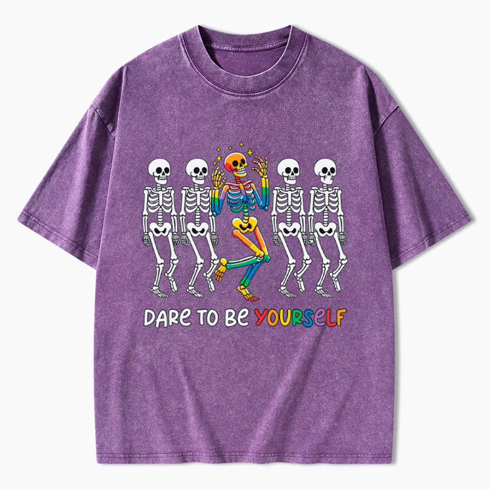 Funny Pride Skeleton Washed T-Shirt