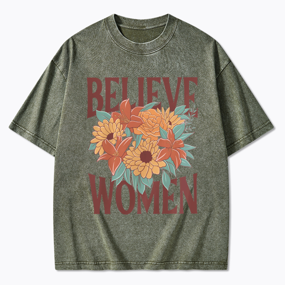 Believe Women Floral Washed T-Shirt