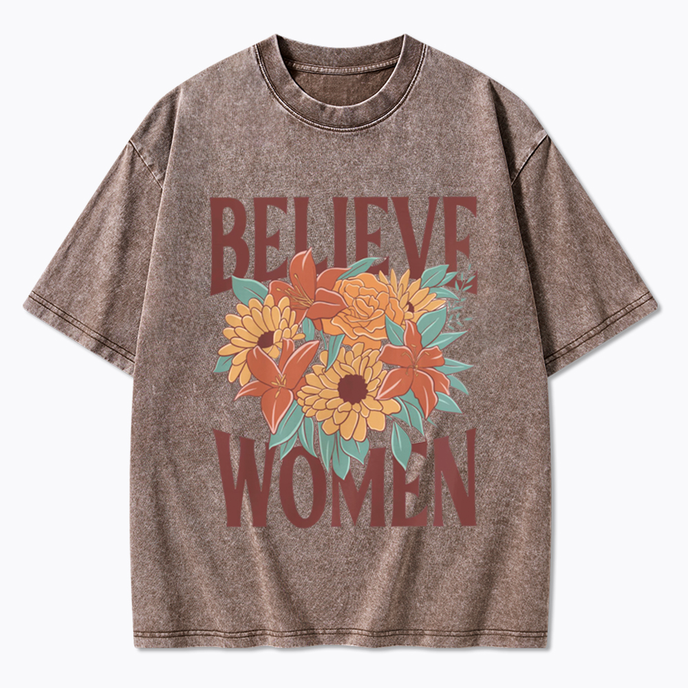 Believe Women Floral Washed T-Shirt
