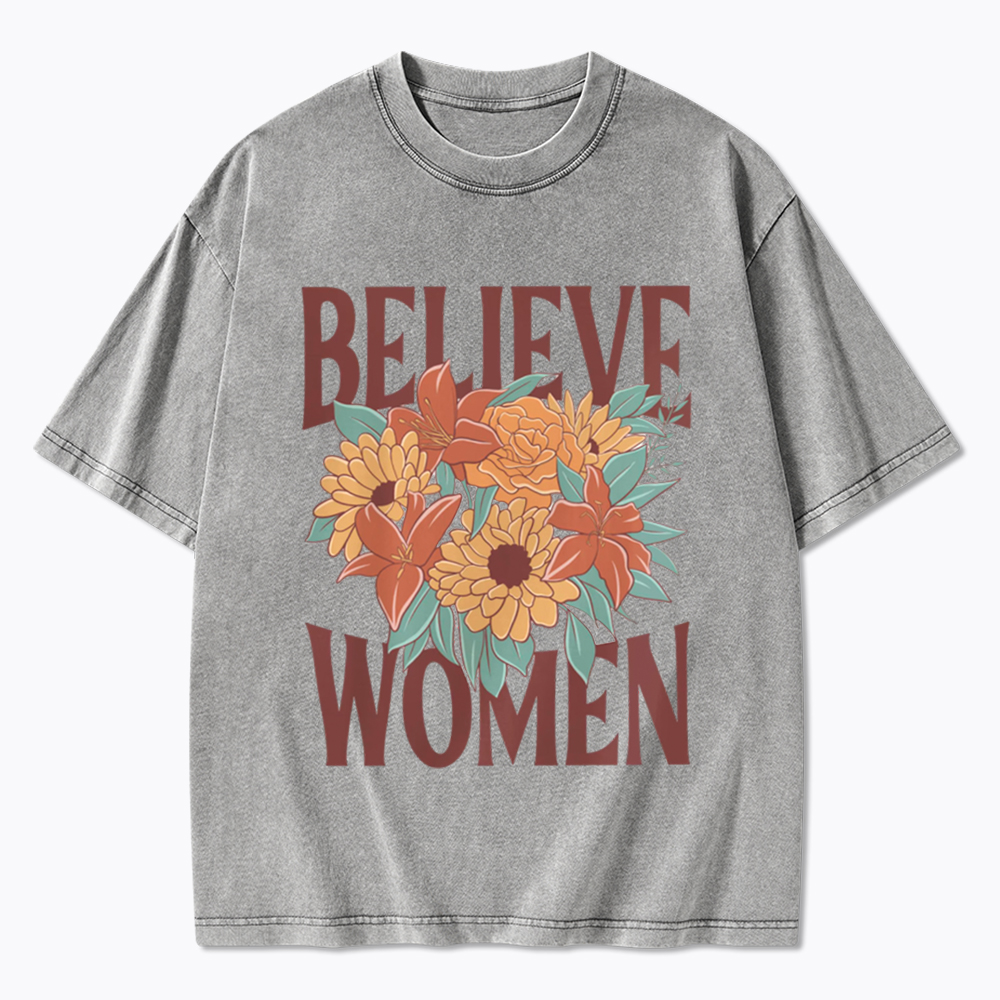 Believe Women Floral Washed T-Shirt