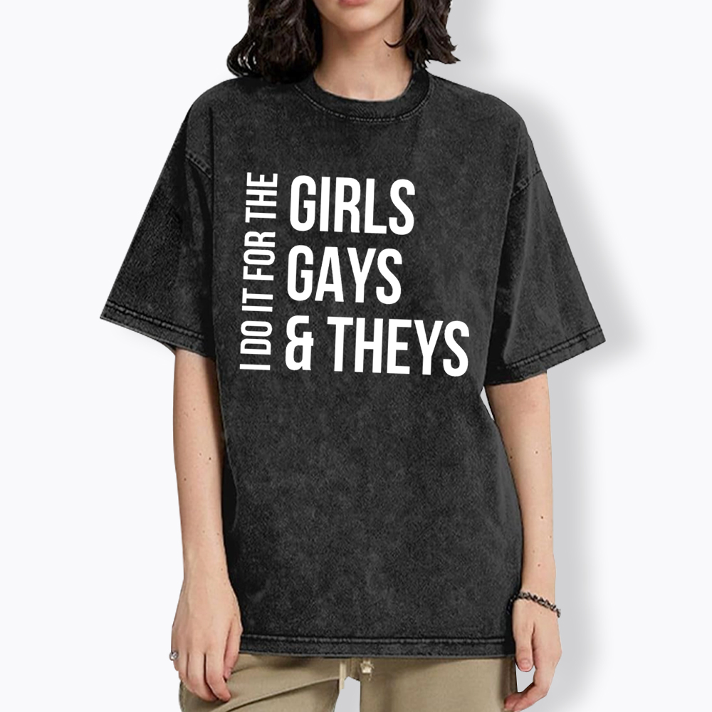 Girls Gays & Theys Washed T-Shirt