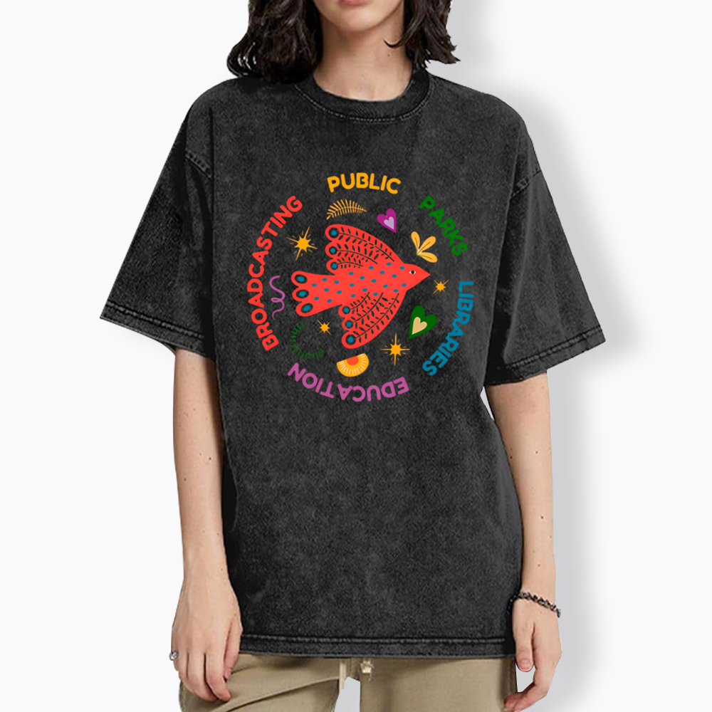 Public Parks Libraries Education Broadcasting Liberal Washed T-Shirt