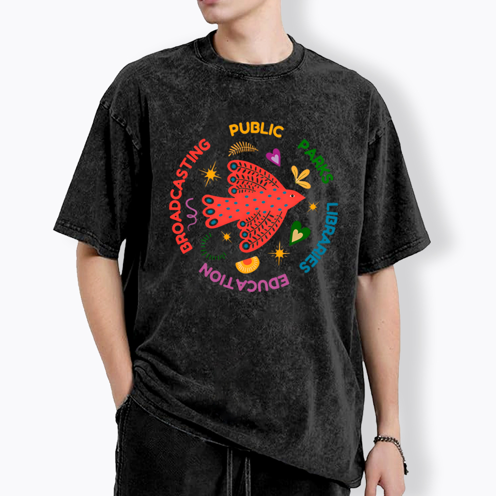 Public Parks Libraries Education Broadcasting Liberal Washed T-Shirt