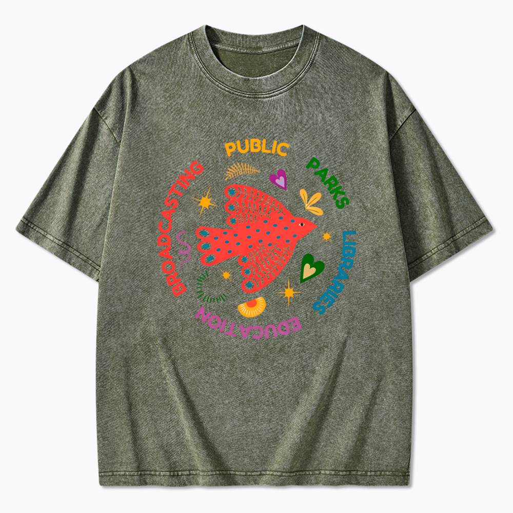 Public Parks Libraries Education Broadcasting Liberal Washed T-Shirt