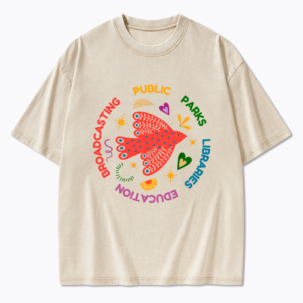 Public Parks Libraries Education Broadcasting Liberal Washed T-Shirt