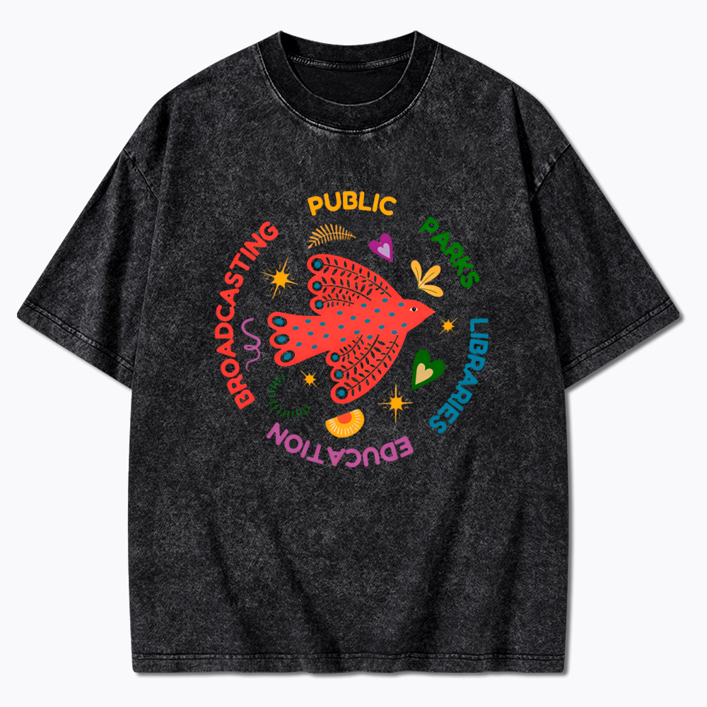 Public Parks Libraries Education Broadcasting Liberal Washed T-Shirt
