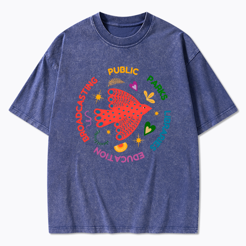 Public Parks Libraries Education Broadcasting Liberal Washed T-Shirt
