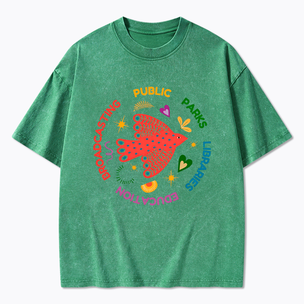 Public Parks Libraries Education Broadcasting Liberal Washed T-Shirt