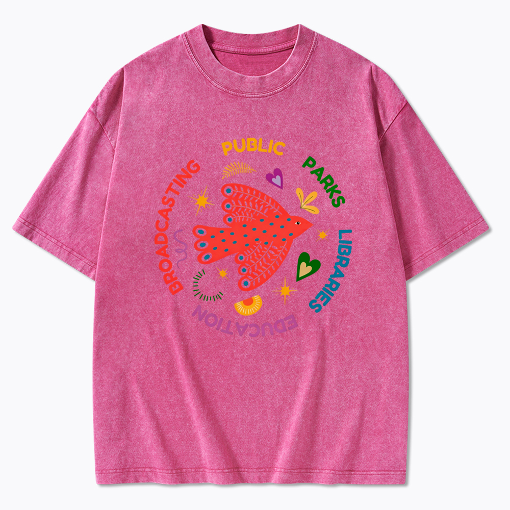 Public Parks Libraries Education Broadcasting Liberal Washed T-Shirt