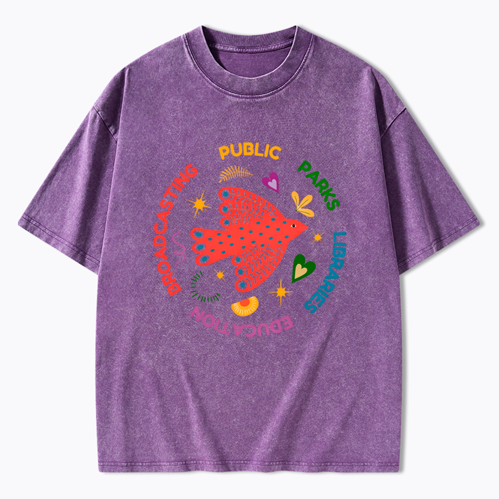Public Parks Libraries Education Broadcasting Liberal Washed T-Shirt