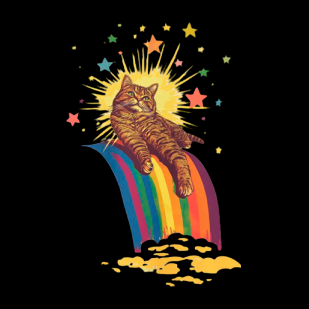 Rainbow Tabby Cat Washed T-Shirt