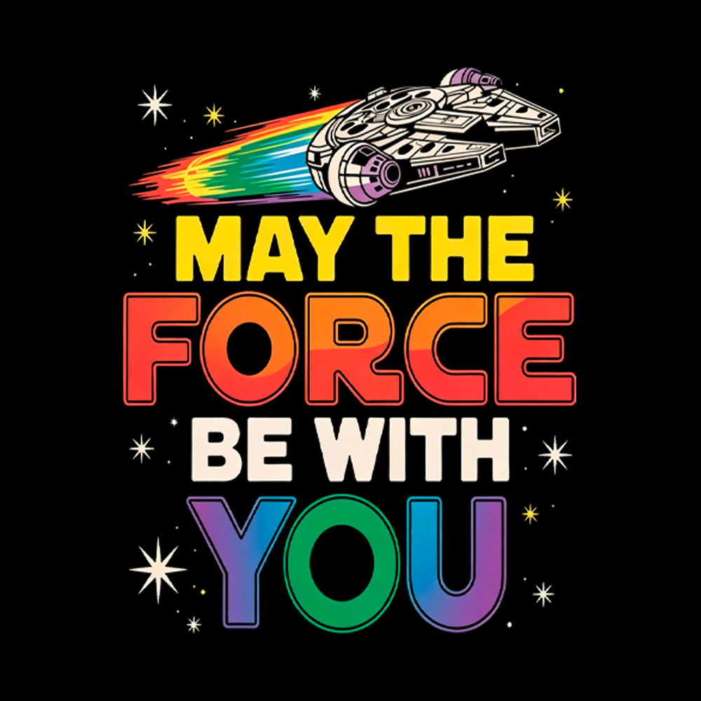 May The Force Be With You Rainbow Falcon Washed T-Shirt