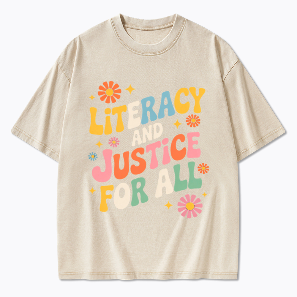 Literacy And Justice For All Washed T-Shirt