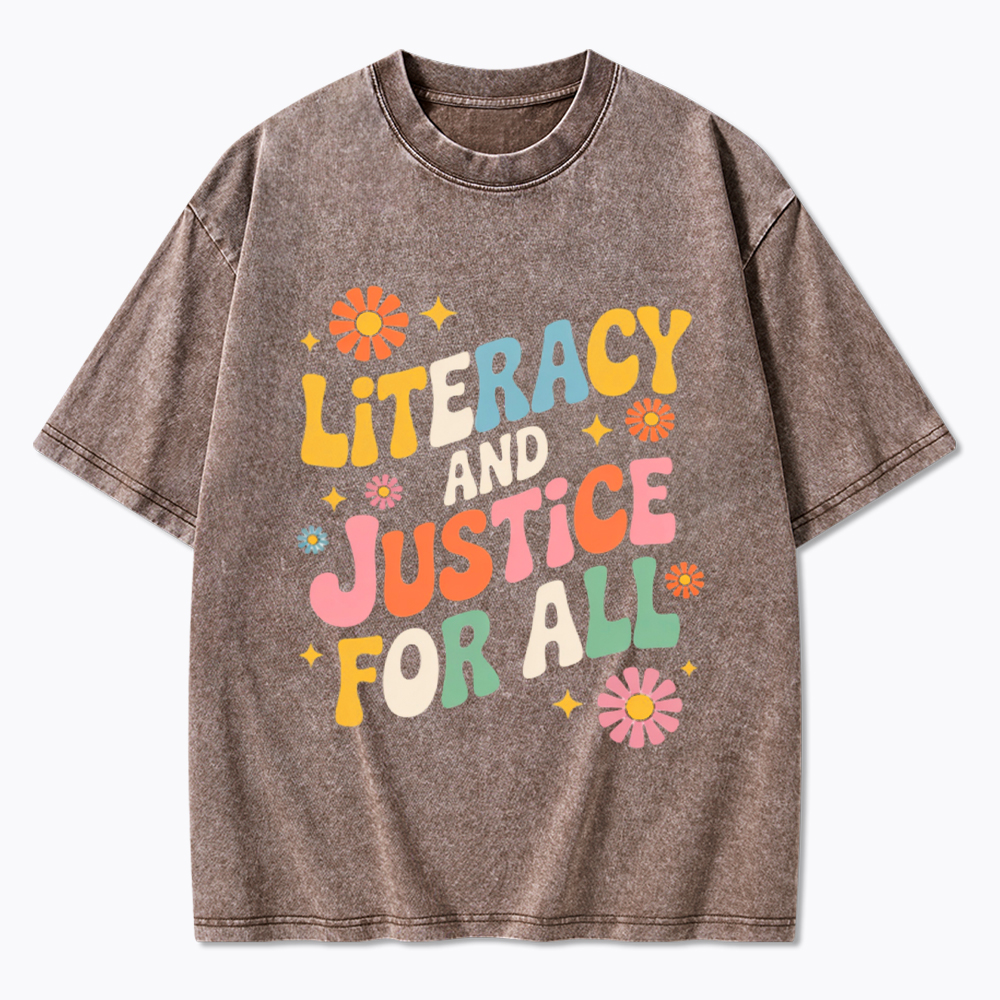 Literacy And Justice For All Washed T-Shirt