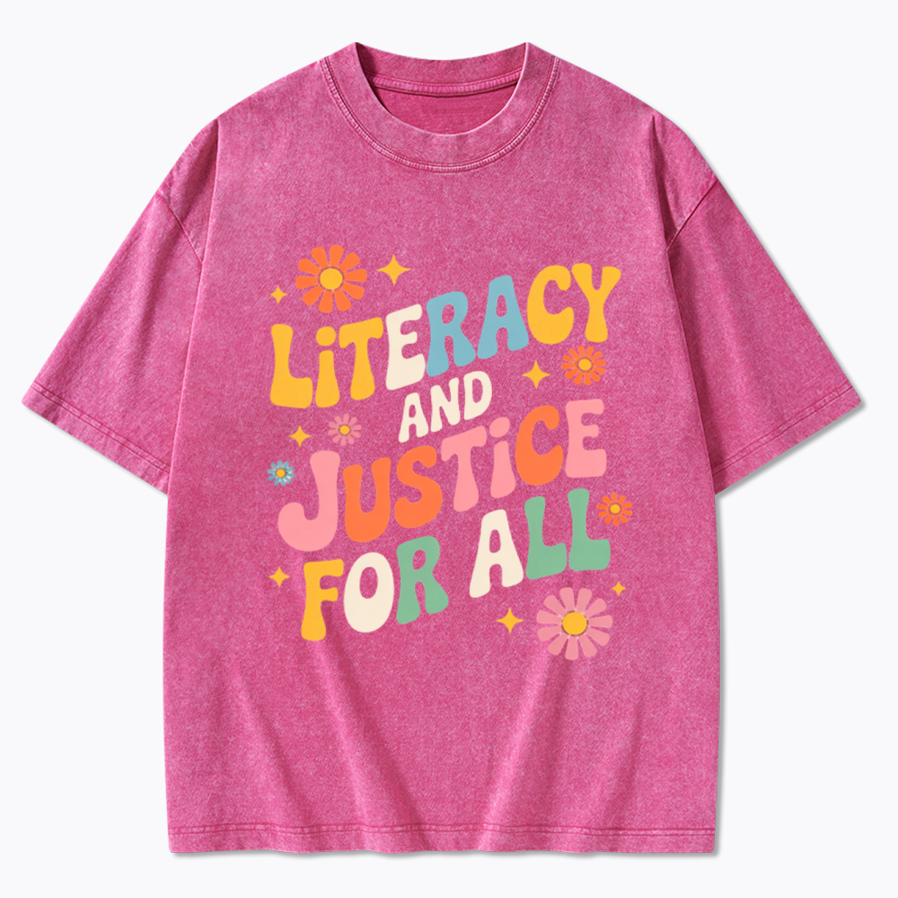 Literacy And Justice For All Washed T-Shirt