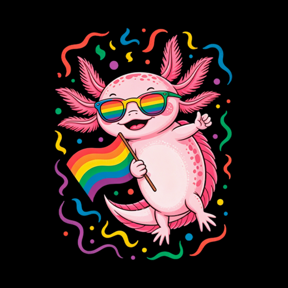 Gay Pride Month Axolotl Washed T-Shirt