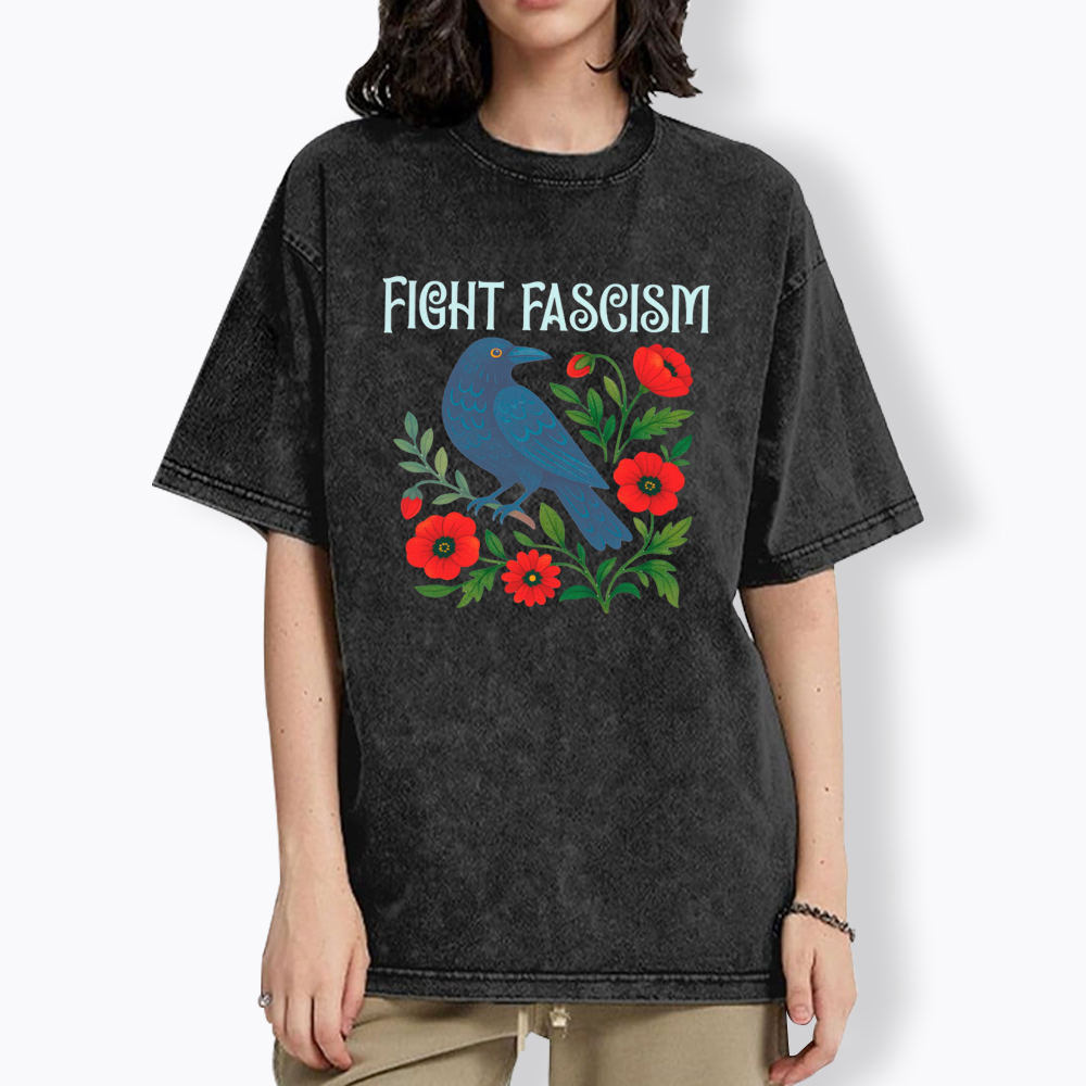 Floral Protest Resistance Washed T-Shirt