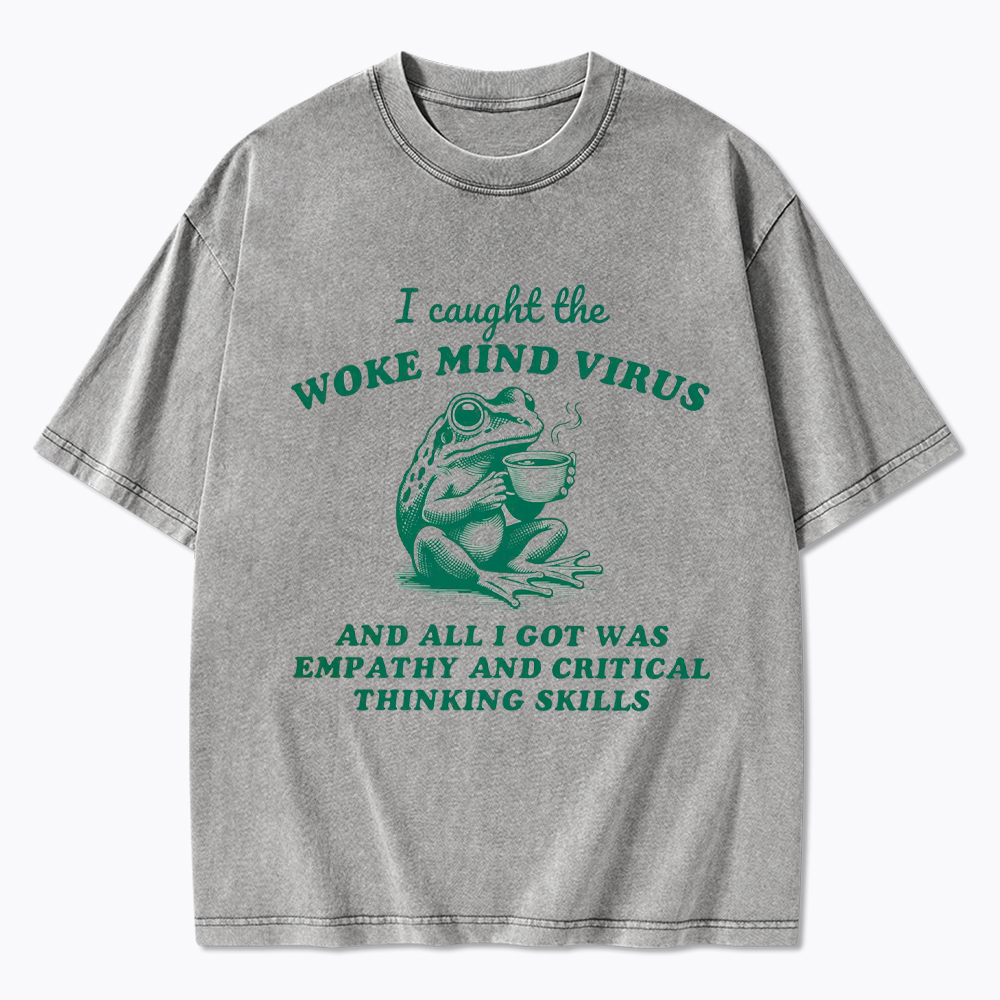 Funny Woke Mind Virus Washed T-Shirt