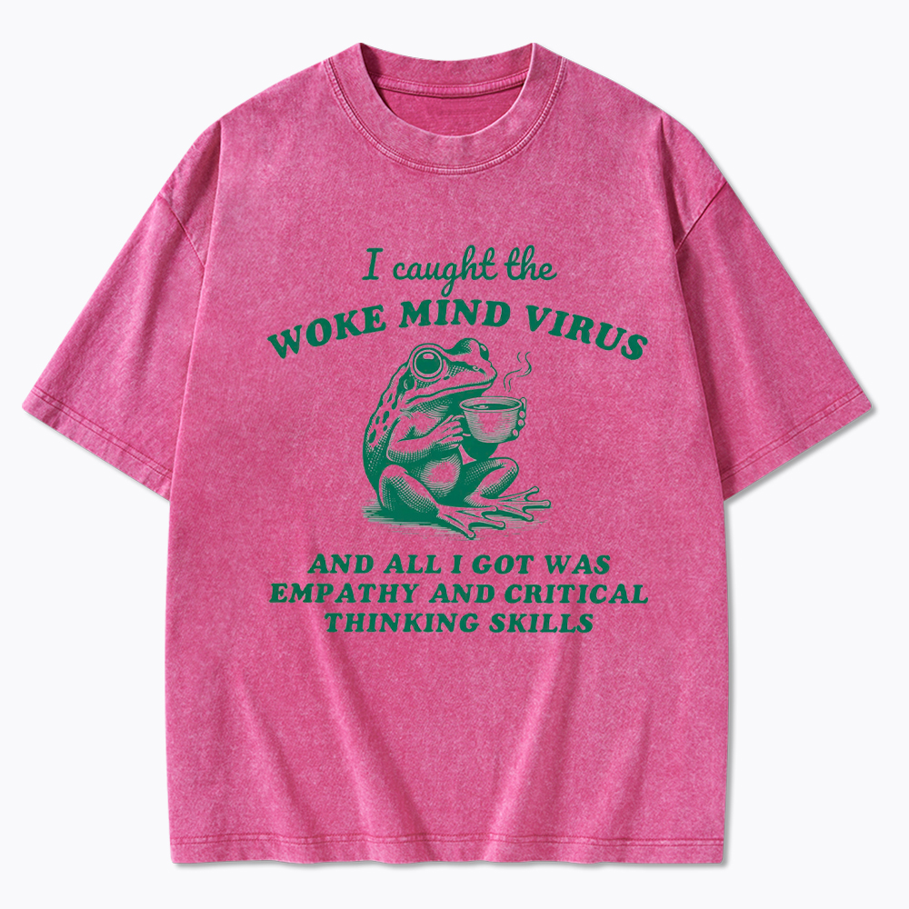 Funny Woke Mind Virus Washed T-Shirt