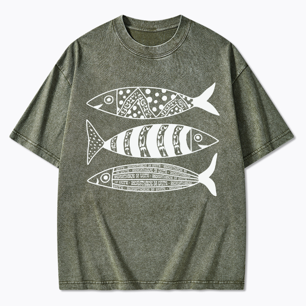 Sardine Resistance Washed T-Shirt
