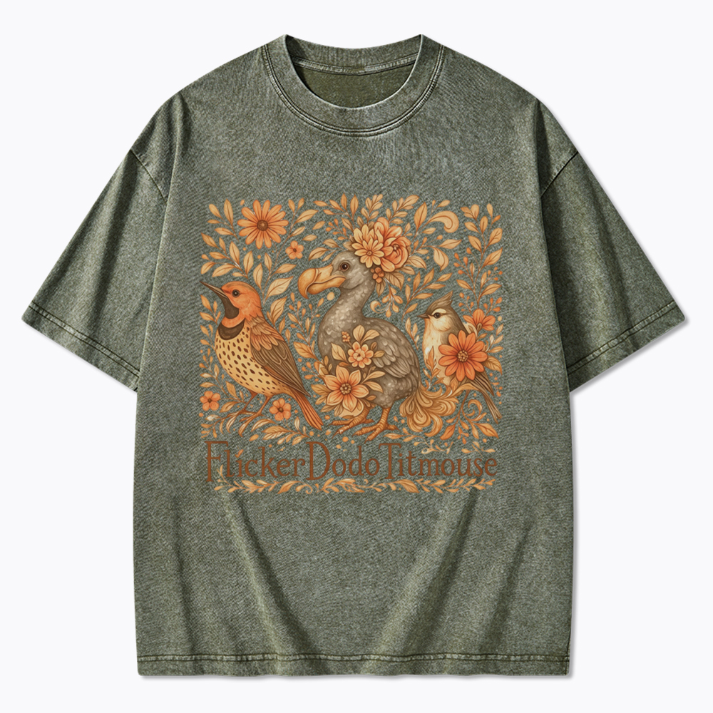 Flicker Dodo Titmouse Washed T-Shirt