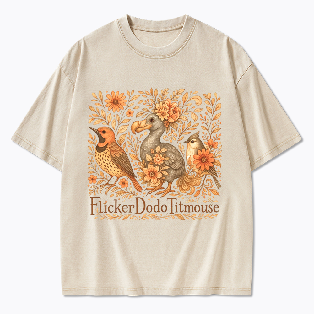 Flicker Dodo Titmouse Washed T-Shirt