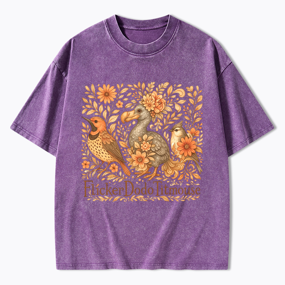 Flicker Dodo Titmouse Washed T-Shirt