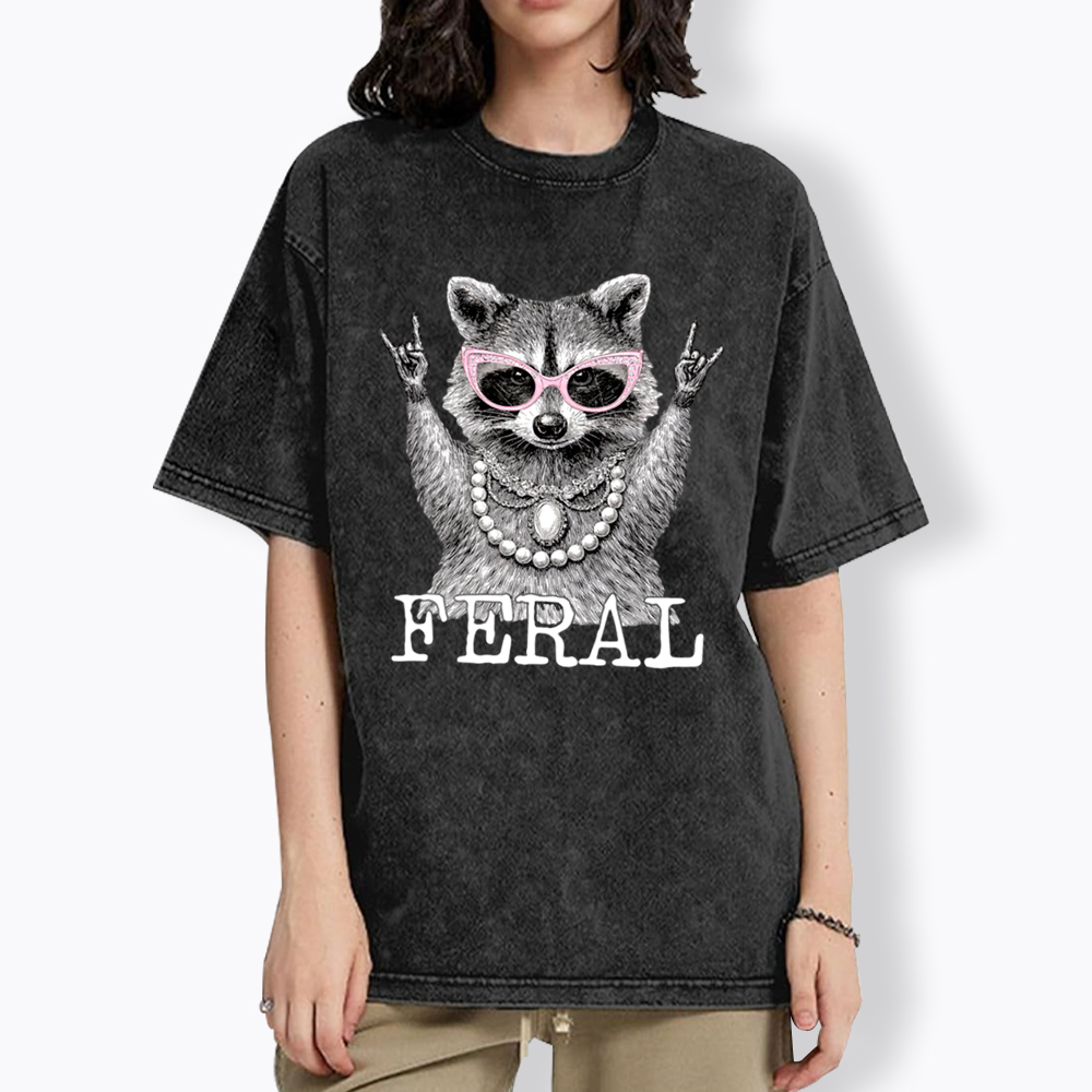 Feral Raccoon In My Feral Era Washed T-Shirt