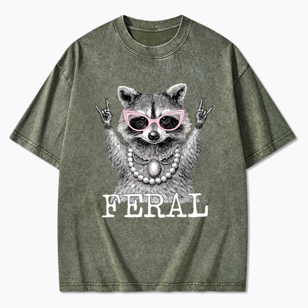 Feral Raccoon In My Feral Era Washed T-Shirt
