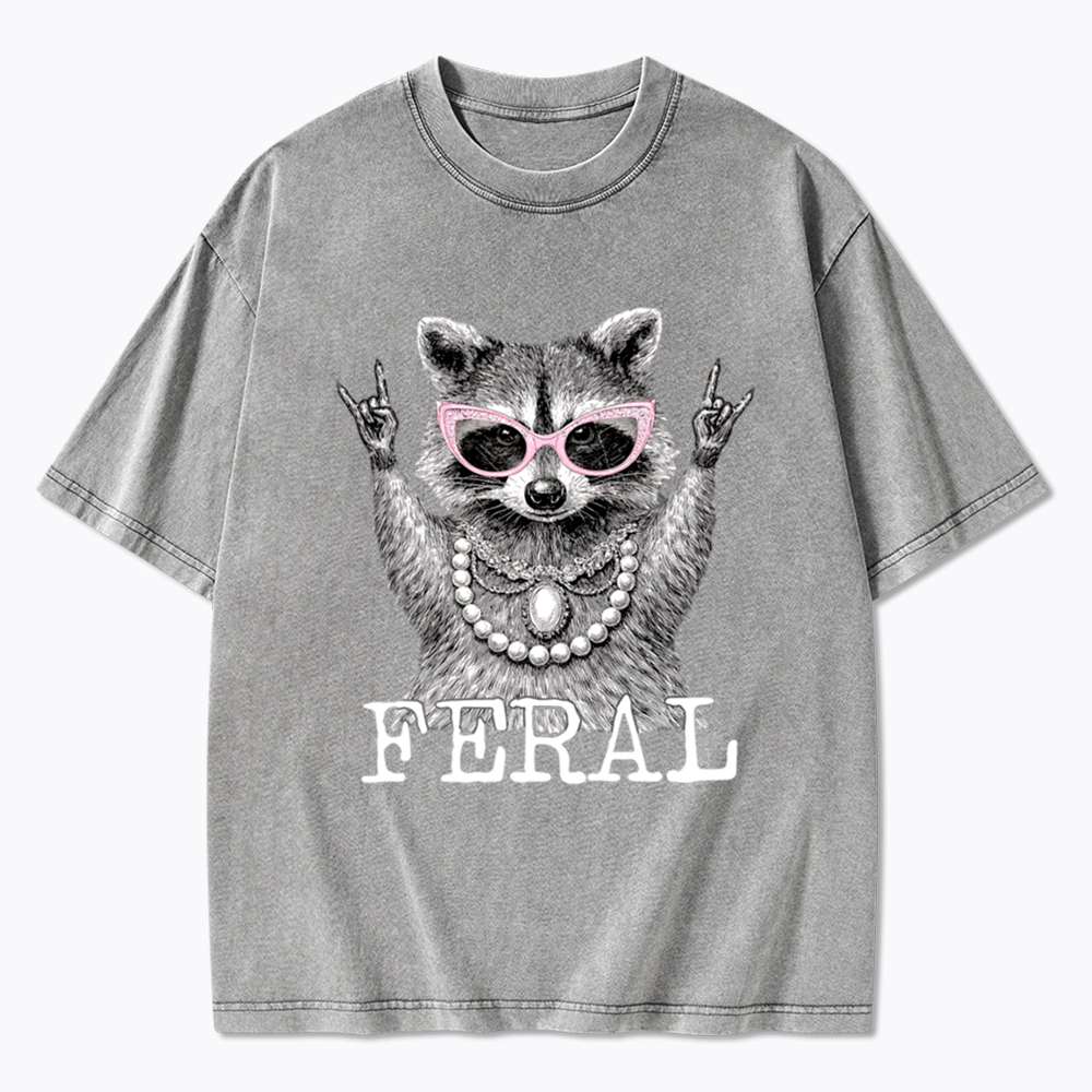 Feral Raccoon In My Feral Era Washed T-Shirt