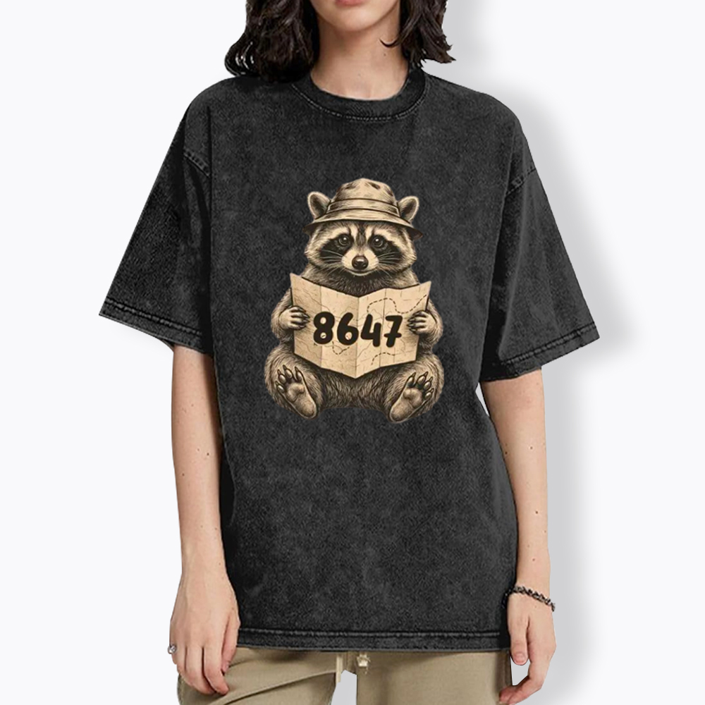 Finding the Truth Raccoon Map Washed T-Shirt