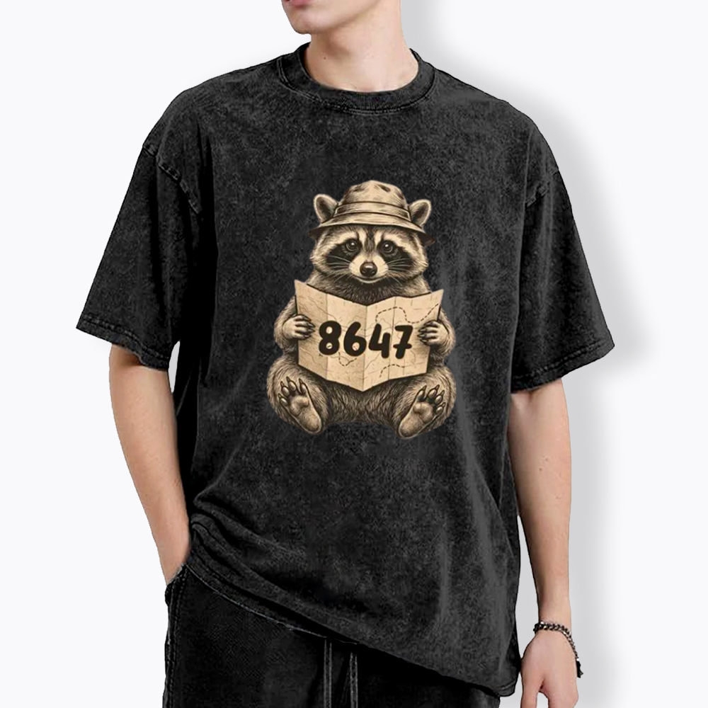 Finding the Truth Raccoon Map Washed T-Shirt