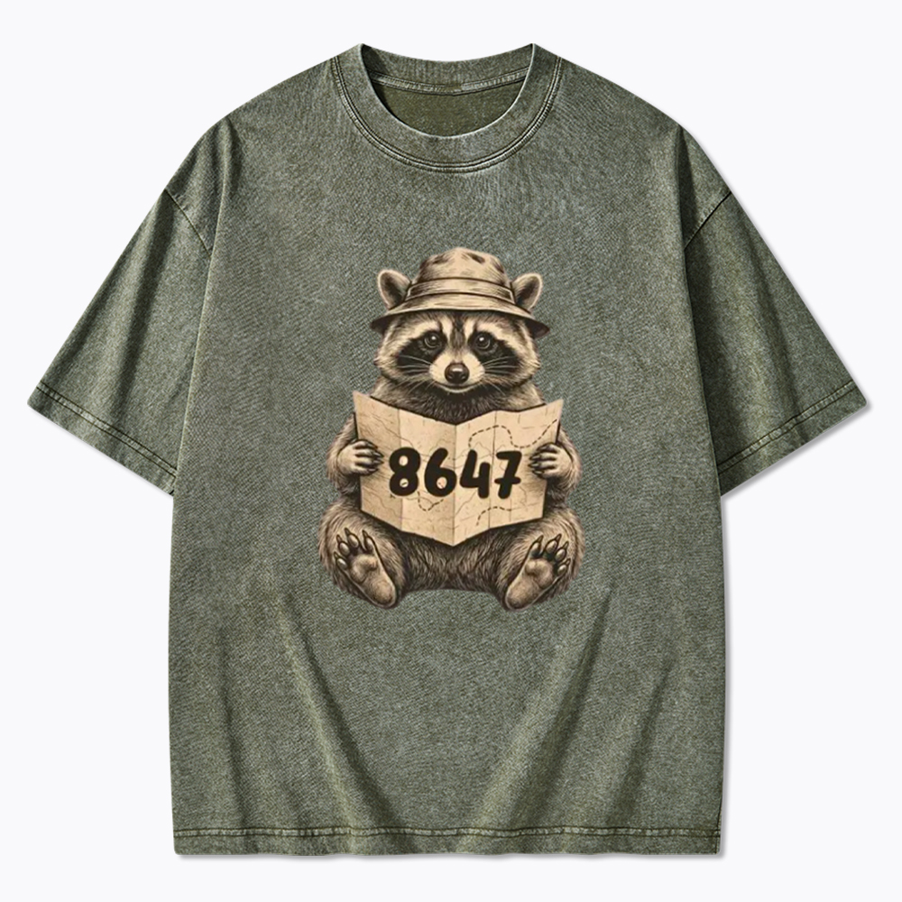 Finding the Truth Raccoon Map Washed T-Shirt